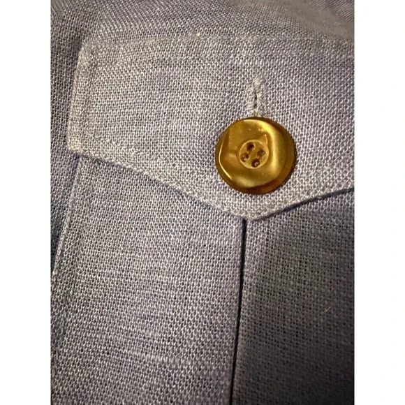 Maggy London Petties Sleeveless Belted Shirt Dress Blue Size 12 100% Linen - Picture 10 of 13